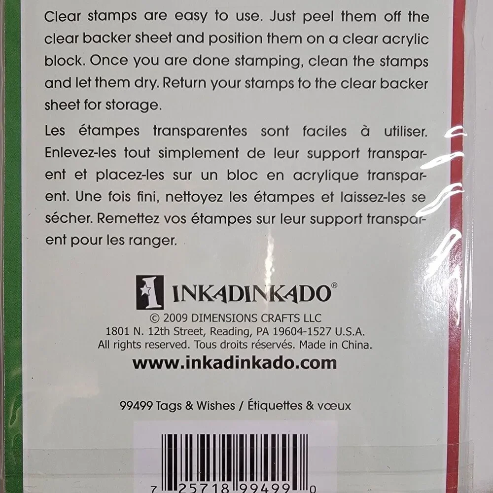 Inkadinkado Christmas TAGS & WISHES Clear Cling Stamp Set of 17 #99499 NEW
